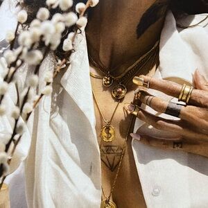 Child of Wild Gold Ring Set with Layered Gold Pendants